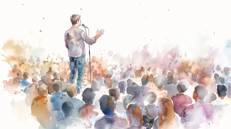 Speaking Guide - A Man Talking to a Crowd